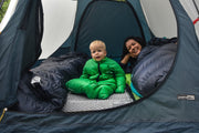 Happy Warm Baby in Tent with Little Mo 20 Sleeping Bag - Morrison Outdoors